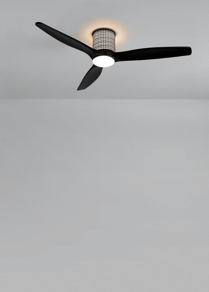 WIND CALM CUSTOM RATTAN - Ventilador de teto 40W silencioso Ø132 cm com luz LED no corpo e lâmpada, imagem da galeria 3