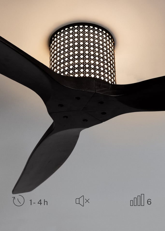 WIND CALM CUSTOM RATTAN - Ventilador de teto 40W silencioso Ø132 cm com luz LED no corpo e lâmpada, imagem da galeria 3