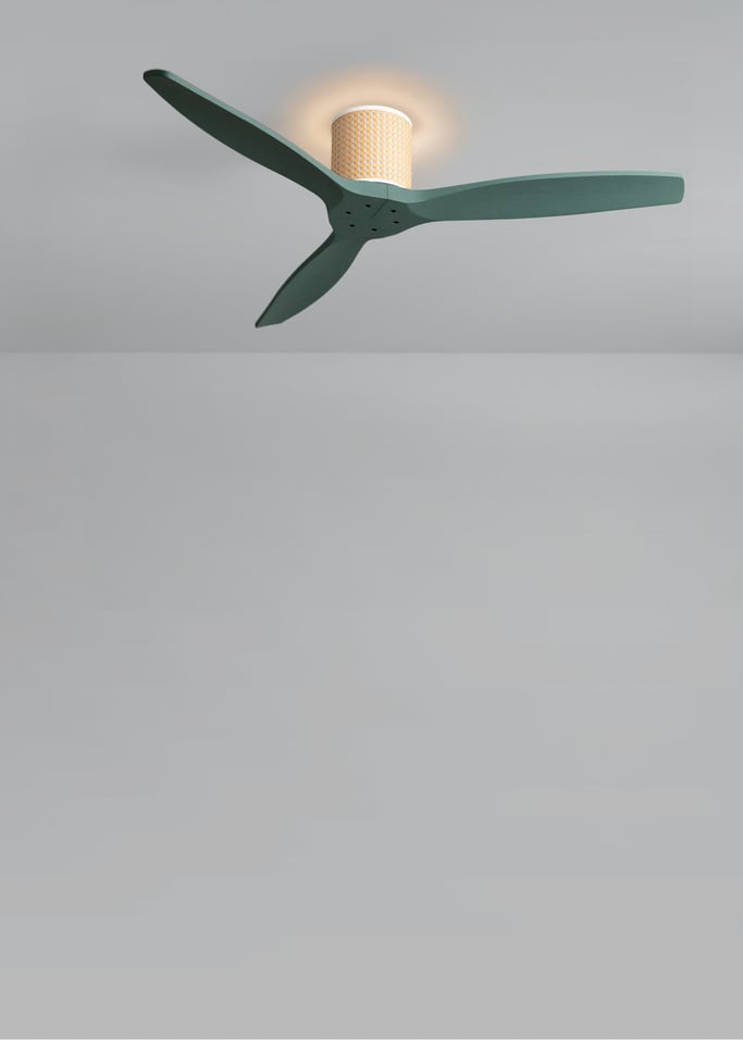 WIND CALM CUSTOM RATTAN - Ventilador de teto 40W silencioso Ø132 cm com luz LED no corpo e lâmpada, imagem da galeria 2
