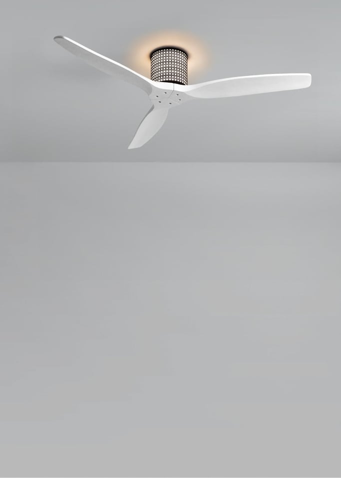 WIND CALM CUSTOM RATTAN - Ventilador de teto 40W silencioso Ø132 cm com luz LED no corpo e lâmpada, imagem da galeria 2