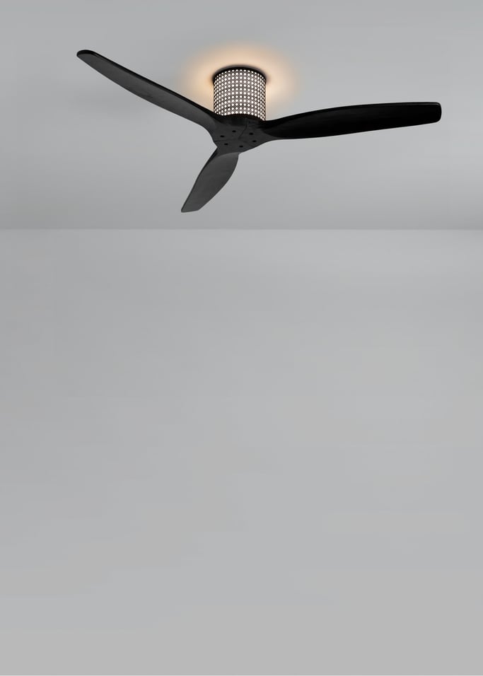 WIND CALM CUSTOM RATTAN - Ventilador de teto 40W silencioso Ø132 cm com luz LED no corpo e lâmpada, imagem da galeria 2