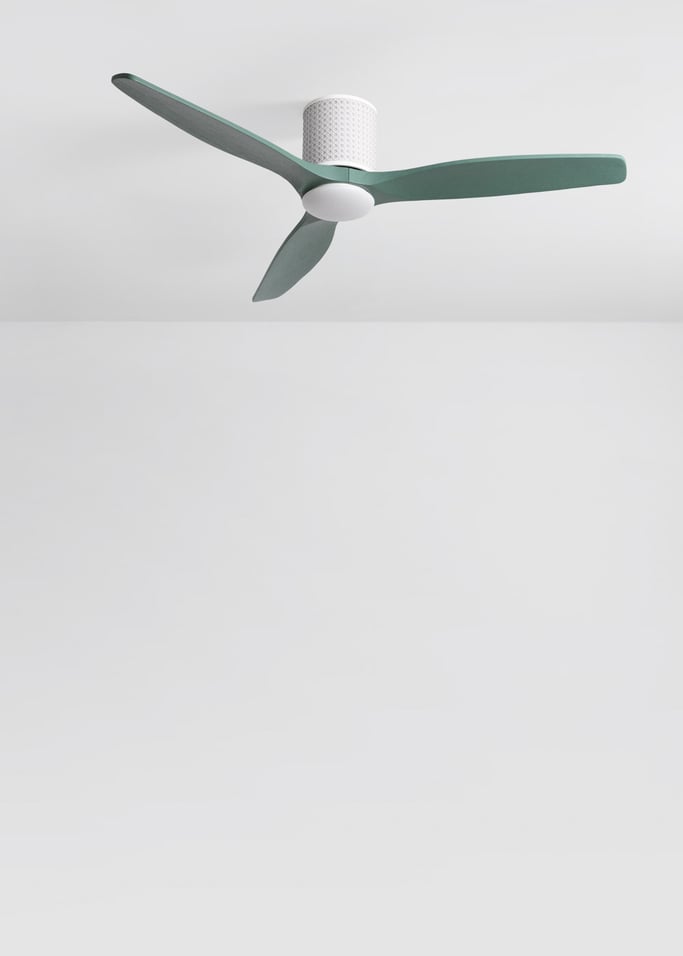 WIND CALM CUSTOM RATTAN - Ventilador de teto 40W silencioso Ø132 cm com luz LED no corpo e lâmpada, imagem da galeria 4