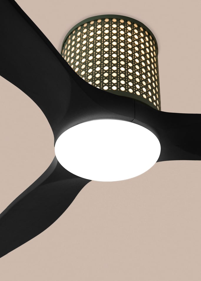 WIND CALM CUSTOM RATTAN - Ventilador de teto 40W silencioso Ø132 cm com luz LED no corpo e lâmpada, imagem da galeria 3