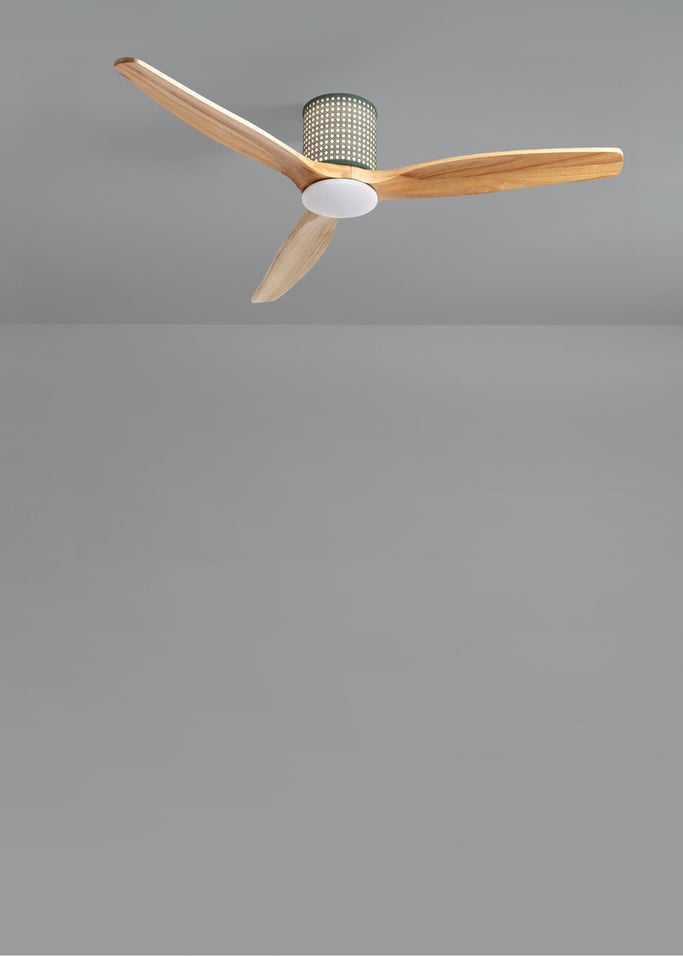 WIND CALM CUSTOM RATTAN - Ventilador de teto 40W silencioso Ø132 cm com luz LED no corpo e lâmpada, imagem da galeria 5