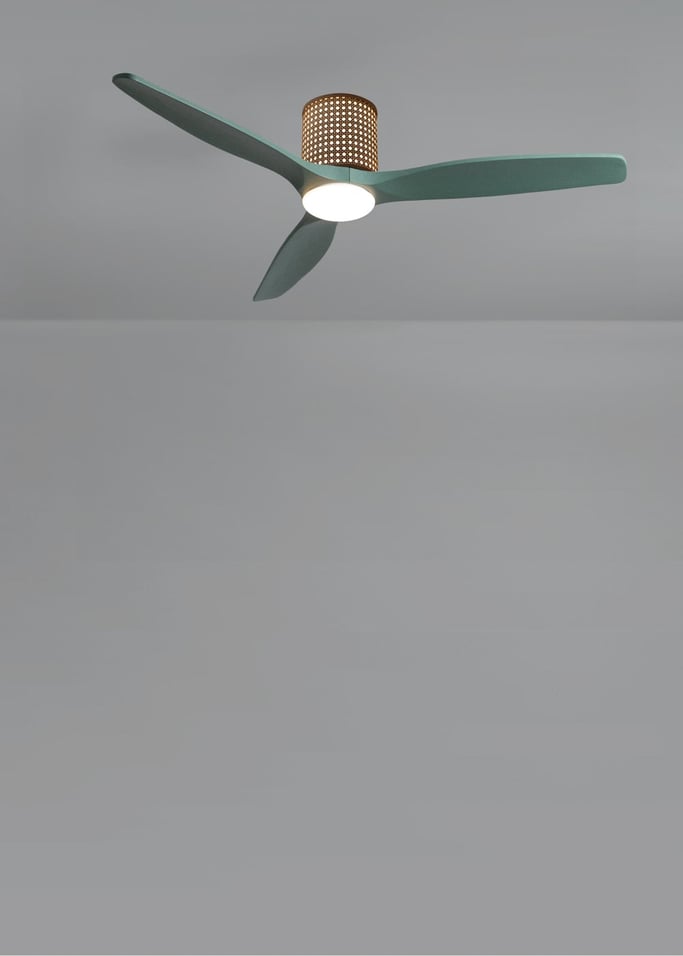 WIND CALM CUSTOM RATTAN - Ventilador de teto 40W silencioso Ø132 cm com luz LED no corpo e lâmpada, imagem da galeria 2