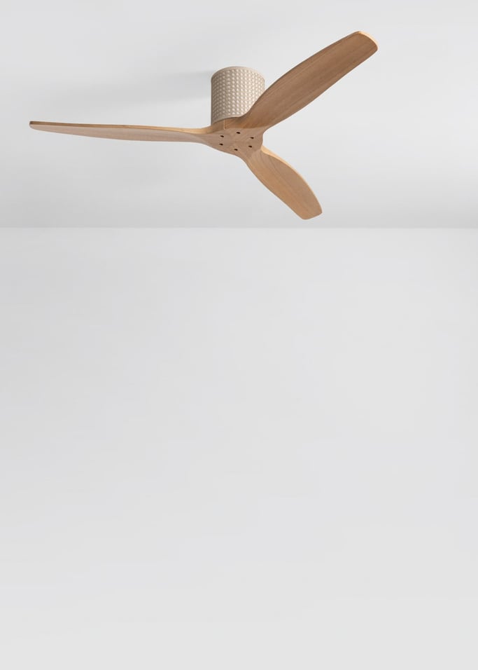 WIND CALM CUSTOM RATTAN - Ventilador de teto 40W silencioso Ø132 cm com luz LED no corpo e lâmpada, imagem da galeria 2