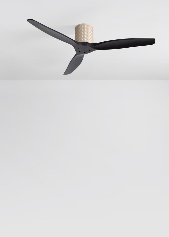 WIND CALM CUSTOM RATTAN - Ventilador de teto 40W silencioso Ø132 cm com luz LED no corpo e lâmpada, imagem da galeria 2