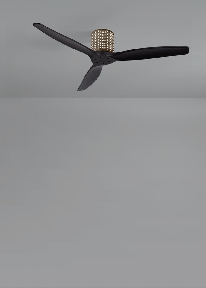 WIND CALM CUSTOM RATTAN - Ventilador de teto 40W silencioso Ø132 cm com luz LED no corpo e lâmpada, imagem da galeria 4