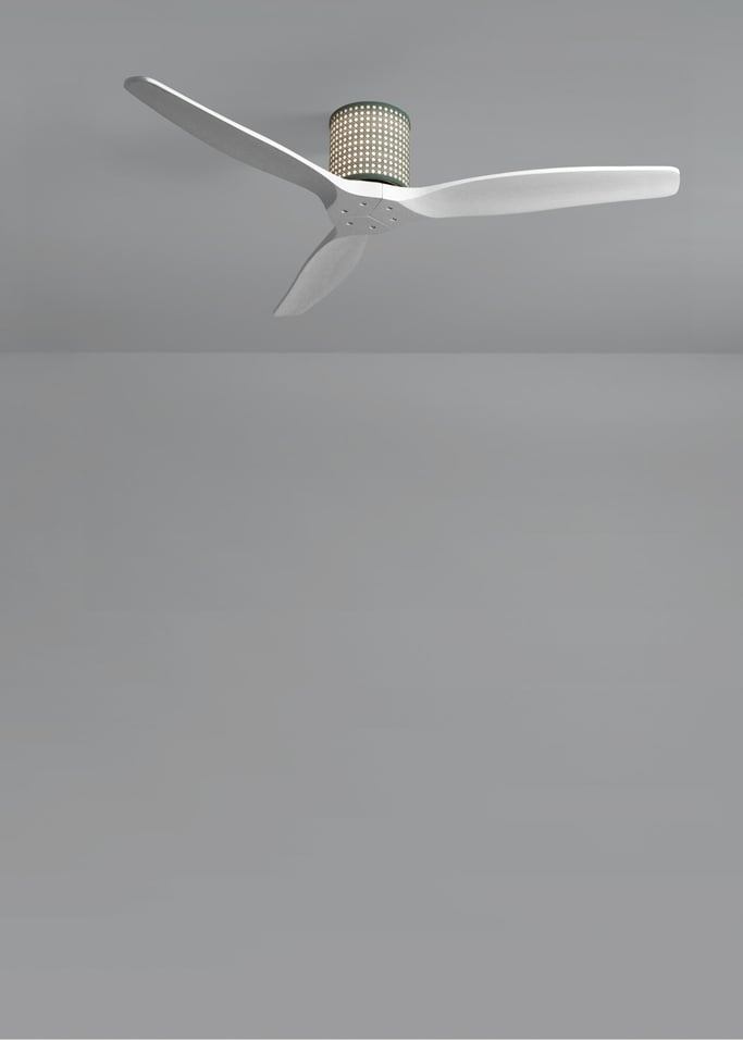 WIND CALM CUSTOM RATTAN - Ventilador de teto 40W silencioso Ø132 cm com luz LED no corpo e lâmpada, imagem da galeria 4