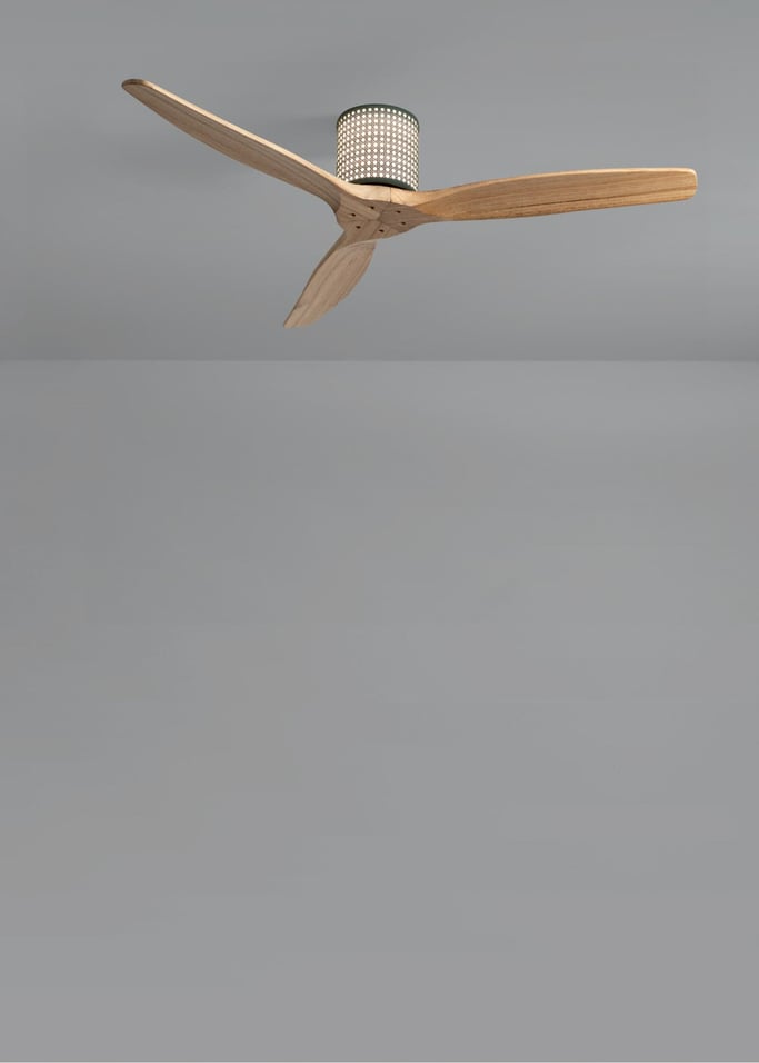 WIND CALM CUSTOM RATTAN - Ventilador de teto 40W silencioso Ø132 cm com luz LED no corpo e lâmpada, imagem da galeria 1