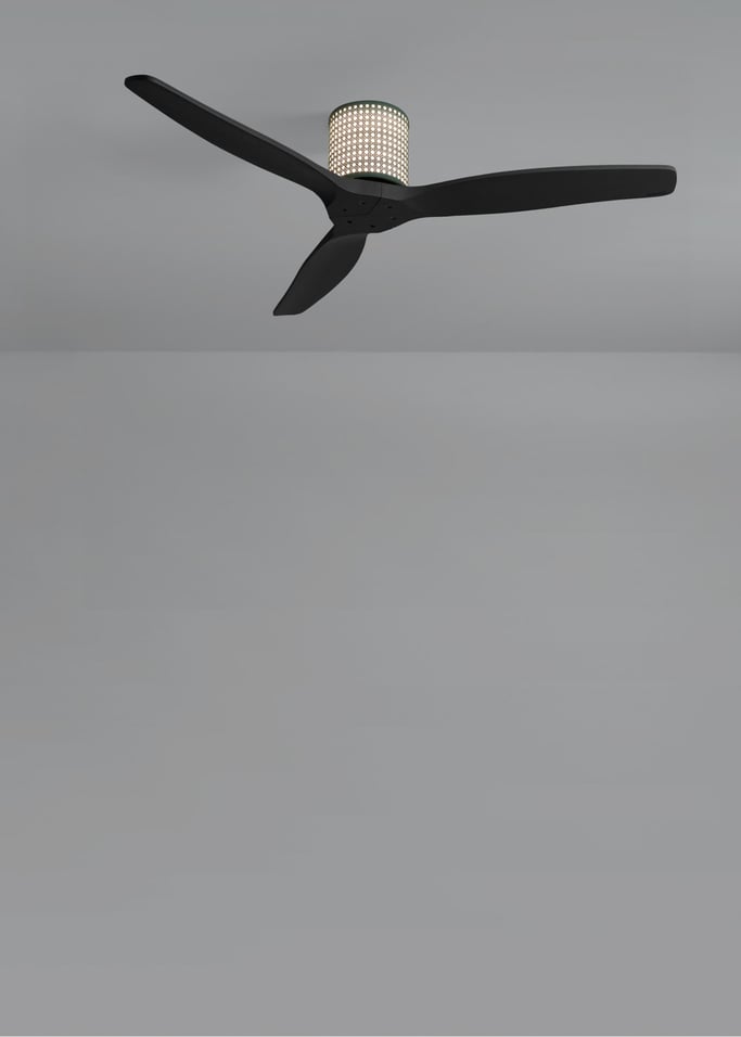 WIND CALM CUSTOM RATTAN - Ventilador de teto 40W silencioso Ø132 cm com luz LED no corpo e lâmpada, imagem da galeria 4