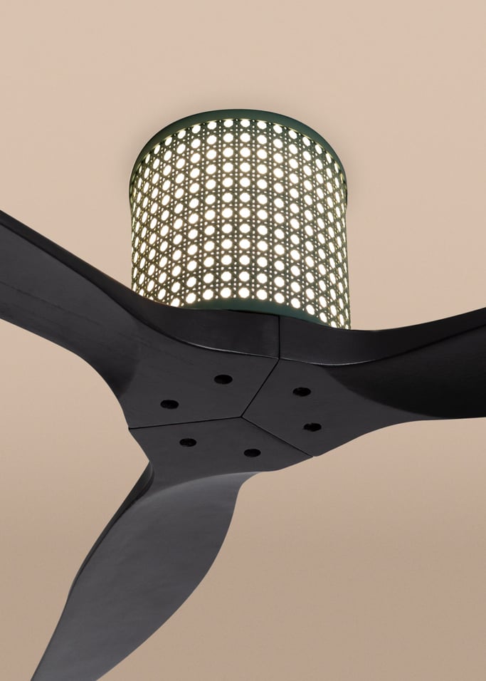 WIND CALM CUSTOM RATTAN - Ventilador de teto 40W silencioso Ø132 cm com luz LED no corpo e lâmpada, imagem da galeria 3