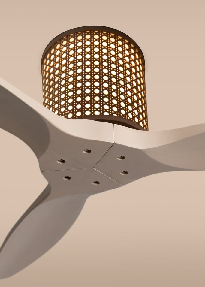 WIND CALM CUSTOM RATTAN - Ventilador de teto 40W silencioso Ø132 cm com luz LED no corpo e lâmpada, imagem da galeria 2