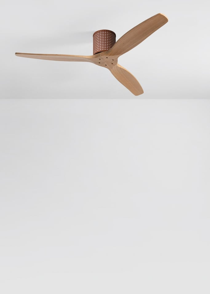 WIND CALM CUSTOM RATTAN - Ventilador de teto 40W silencioso Ø132 cm com luz LED no corpo e lâmpada, imagem da galeria 2