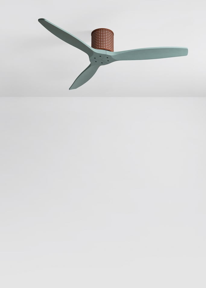 WIND CALM CUSTOM RATTAN - Ventilador de teto 40W silencioso Ø132 cm com luz LED no corpo e lâmpada, imagem da galeria 2