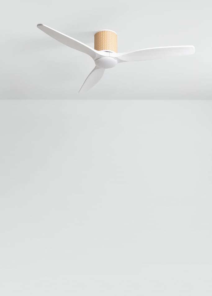 WIND CALM CUSTOM RATTAN - Ventilador de teto 40W silencioso Ø132 cm com luz LED no corpo e lâmpada, imagem da galeria 3