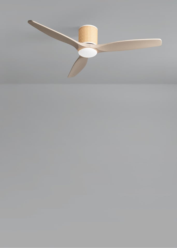 WIND CALM CUSTOM RATTAN - Ventilador de teto 40W silencioso Ø132 cm com luz LED no corpo e lâmpada, imagem da galeria 5