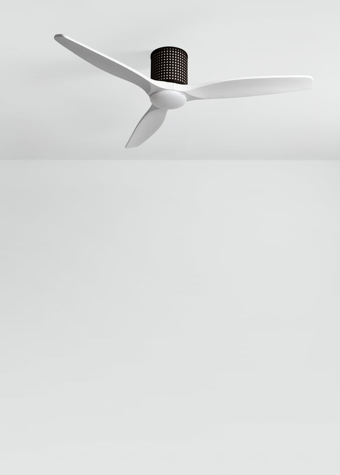 WIND CALM CUSTOM RATTAN - Ventilador de teto 40W silencioso Ø132 cm com luz LED no corpo e lâmpada, imagem da galeria 3