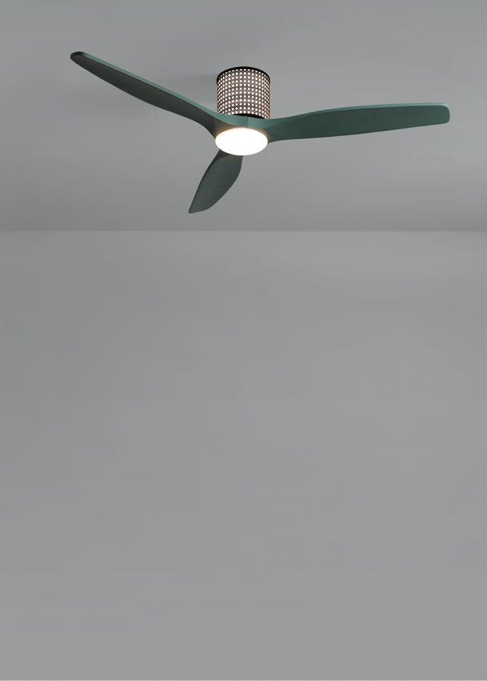 WIND CALM CUSTOM RATTAN - Ventilador de teto 40W silencioso Ø132 cm com luz LED no corpo e lâmpada, imagem da galeria 5