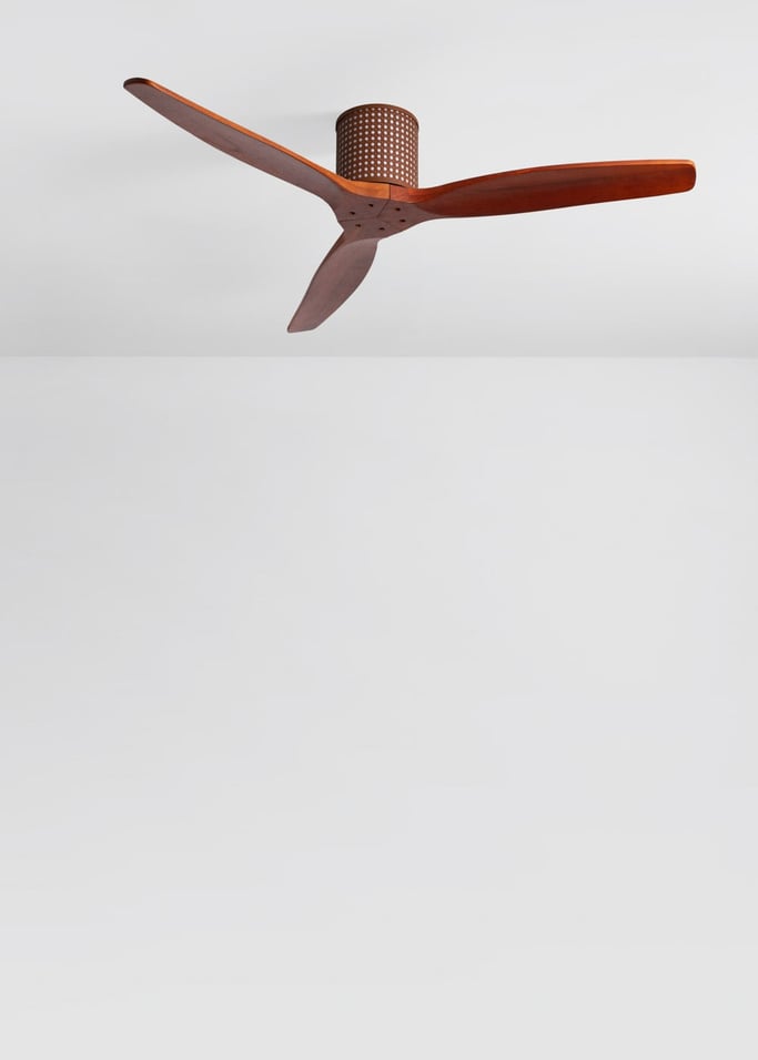 WIND CALM CUSTOM RATTAN - Ventilador de teto 40W silencioso Ø132 cm com luz LED no corpo e lâmpada, imagem da galeria 2