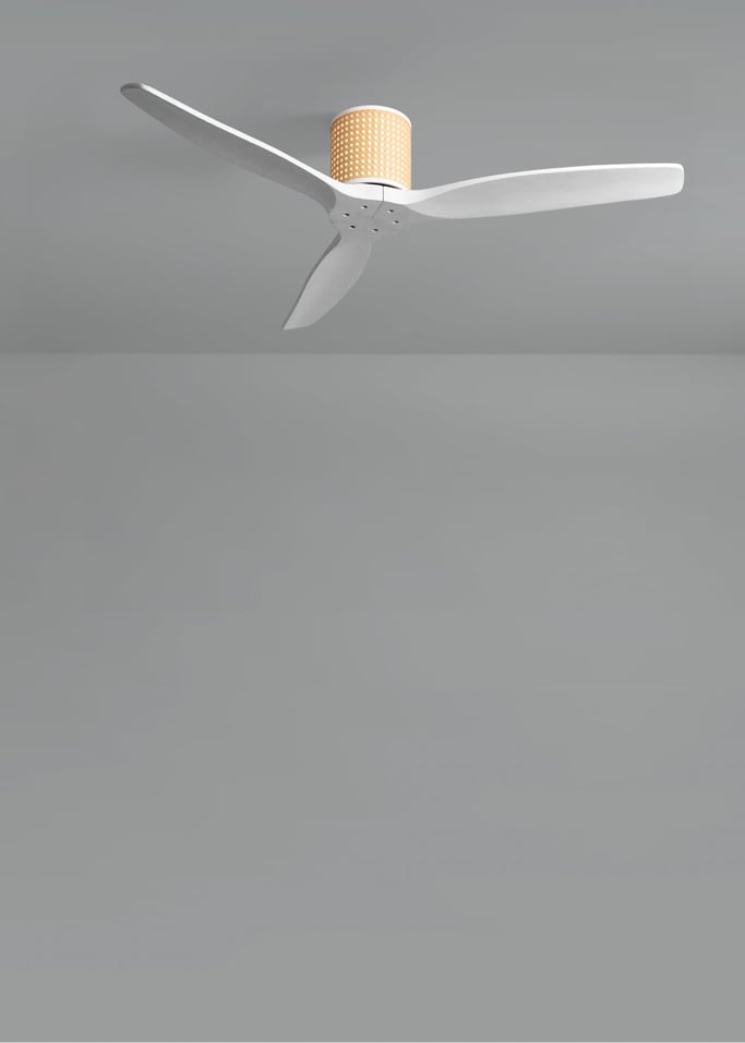 WIND CALM CUSTOM RATTAN - Ventilador de teto 40W silencioso Ø132 cm com luz LED no corpo e lâmpada, imagem da galeria 2