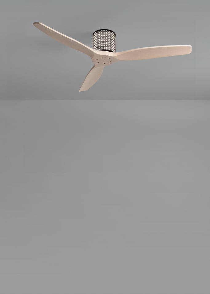 WIND CALM CUSTOM RATTAN - Ventilador de teto 40W silencioso Ø132 cm com luz LED no corpo e lâmpada, imagem da galeria 4