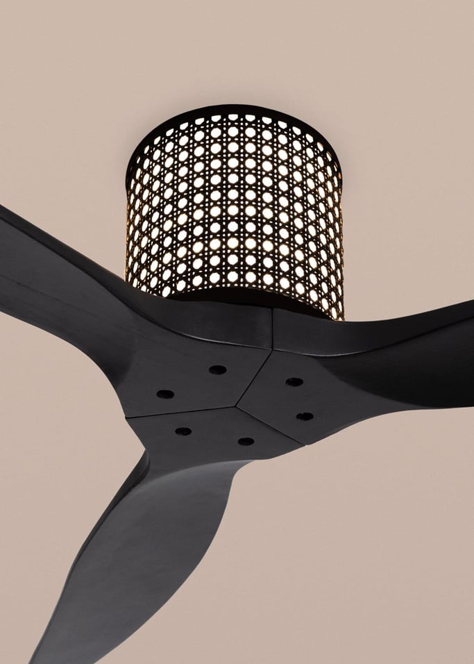 WIND CALM CUSTOM RATTAN - Ventilador de teto 40W silencioso Ø132 cm com luz LED no corpo e lâmpada, imagem da galeria 4