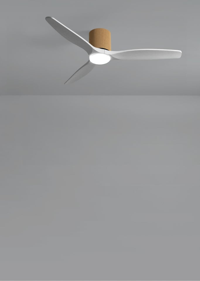 WIND CALM CUSTOM WOVEN - Ventoinha de teto silenciosa 40W Ø132 cm em madeira 100% com luz LED, imagem da galeria 3