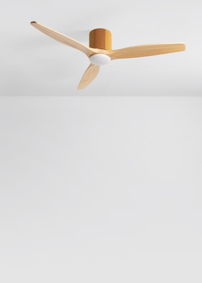 WIND CALM CUSTOM WOVEN - Ventoinha de teto silenciosa 40W Ø132 cm em madeira 100% com luz LED, imagem da galeria 2