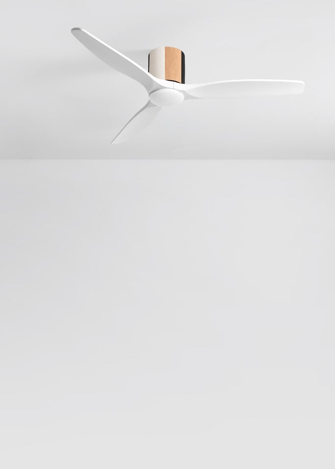 WIND CALM CUSTOM WOVEN - Ventoinha de teto silenciosa 40W Ø132 cm em madeira 100% com luz LED, imagem da galeria 2