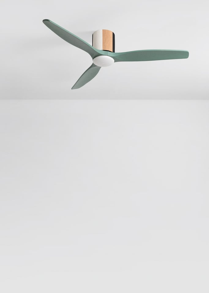 WIND CALM CUSTOM WOVEN - Ventoinha de teto silenciosa 40W Ø132 cm em madeira 100% com luz LED, imagem da galeria 2