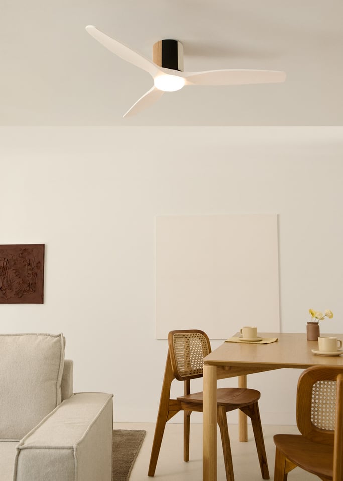 WIND CALM CUSTOM WOVEN - Ventoinha de teto silenciosa 40W Ø132 cm em madeira 100% com luz LED, imagem da galeria 1