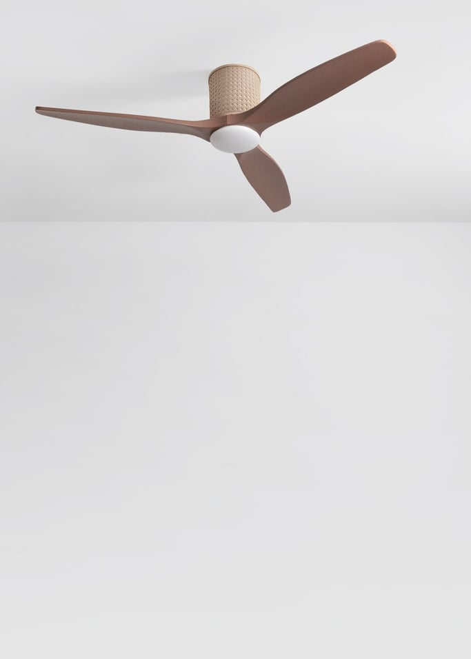 WIND CALM CUSTOM RATTAN - Ventilador de teto 40W silencioso Ø132 cm com luz LED no corpo e lâmpada, imagem da galeria 3