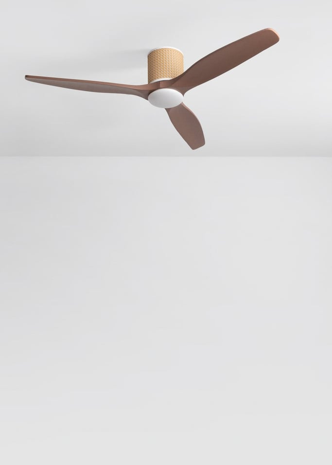 WIND CALM CUSTOM RATTAN - Ventilador de teto 40W silencioso Ø132 cm com luz LED no corpo e lâmpada, imagem da galeria 3