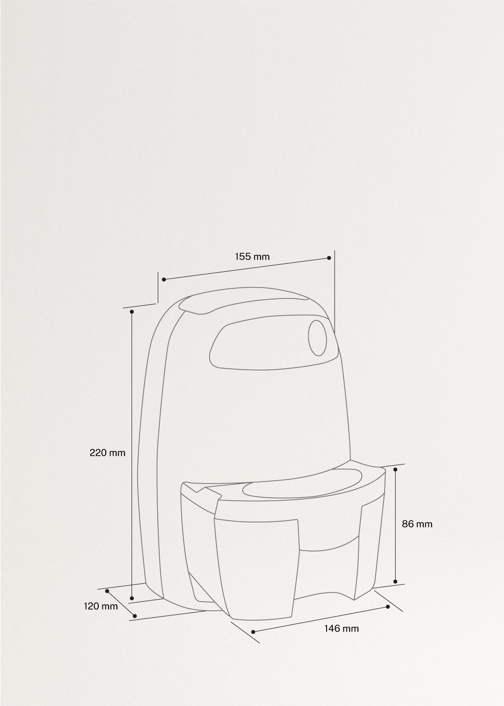 DRYPLUS 500 - Mini Dehumidifier 500ml, medidas foto vertical