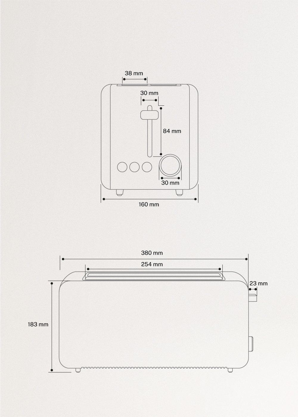 TOAST RETRO - Wide slice toaster, medidas foto vertical