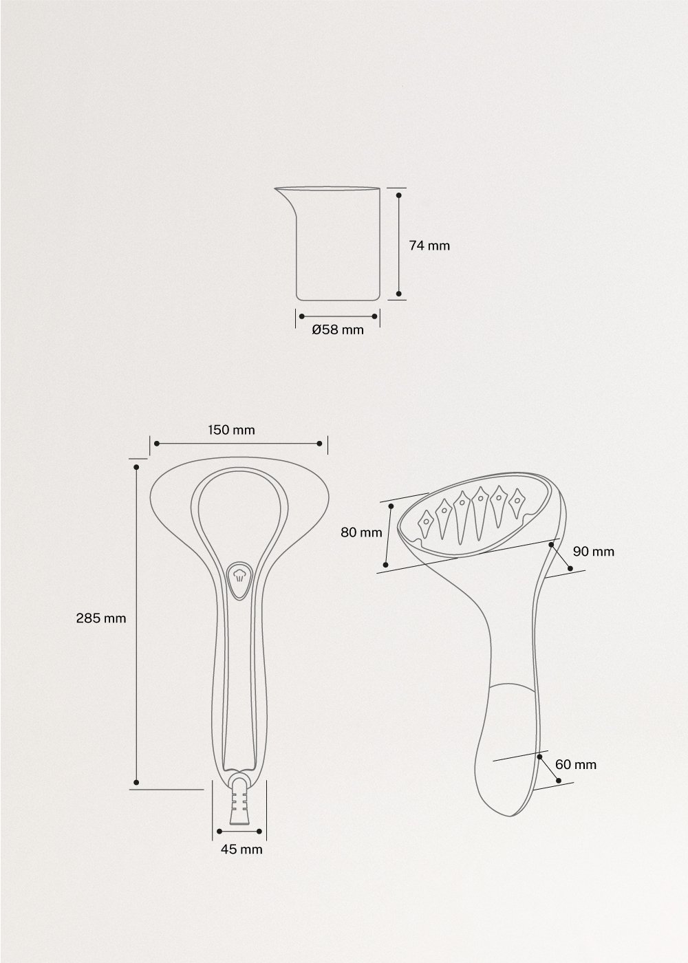 IRON UP - Vertical steam iron, medidas foto vertical