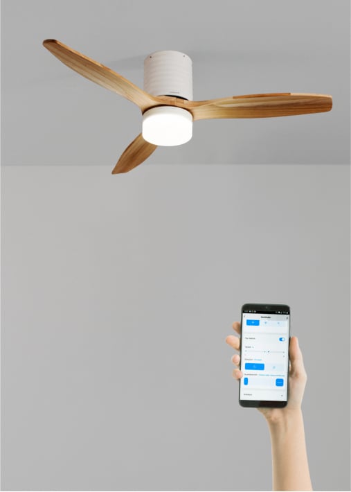 WIND CALM LINE - Silent 40W ceiling fan Ø132 cm 100% wood