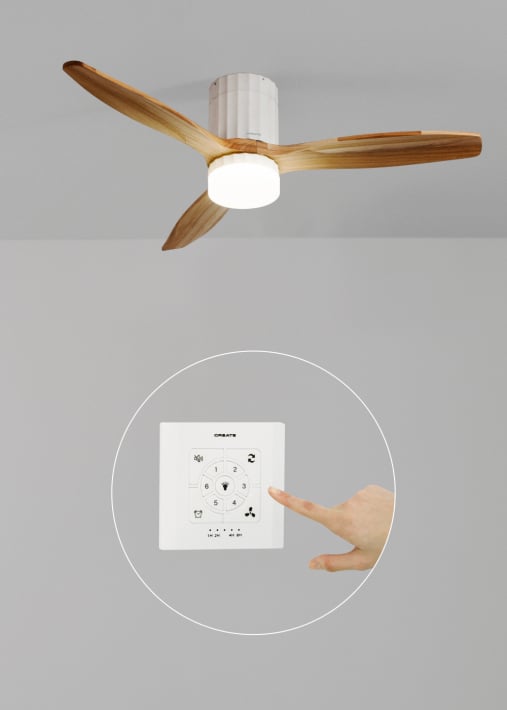 WIND CALM LINE - Silent 40W ceiling fan Ø132 cm 100% wood