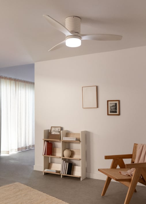 WIND CALM LINE - Silent 40W ceiling fan Ø132 cm 100% wood