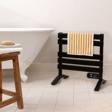 WARM TOWEL MINI - Electric floor-standing or wall-mounted towel rail 150W Black