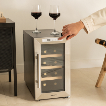 WINECOOLER WOOD S - Wine cooler for 8 bottles Stainless steel