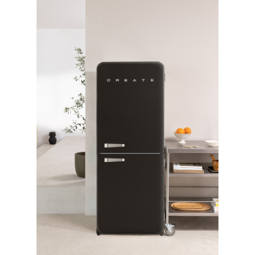 FRIDGE RETRO COMBI 401L - Retro Style Combi Refrigerator Black
