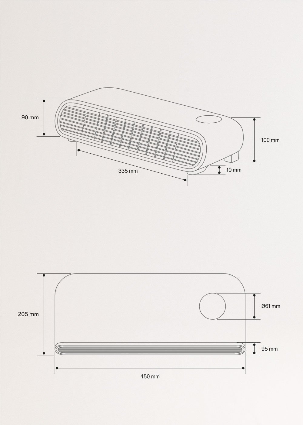 WARM WALL PRO - Ceramic wall or floor heater with WiFi, medidas foto vertical