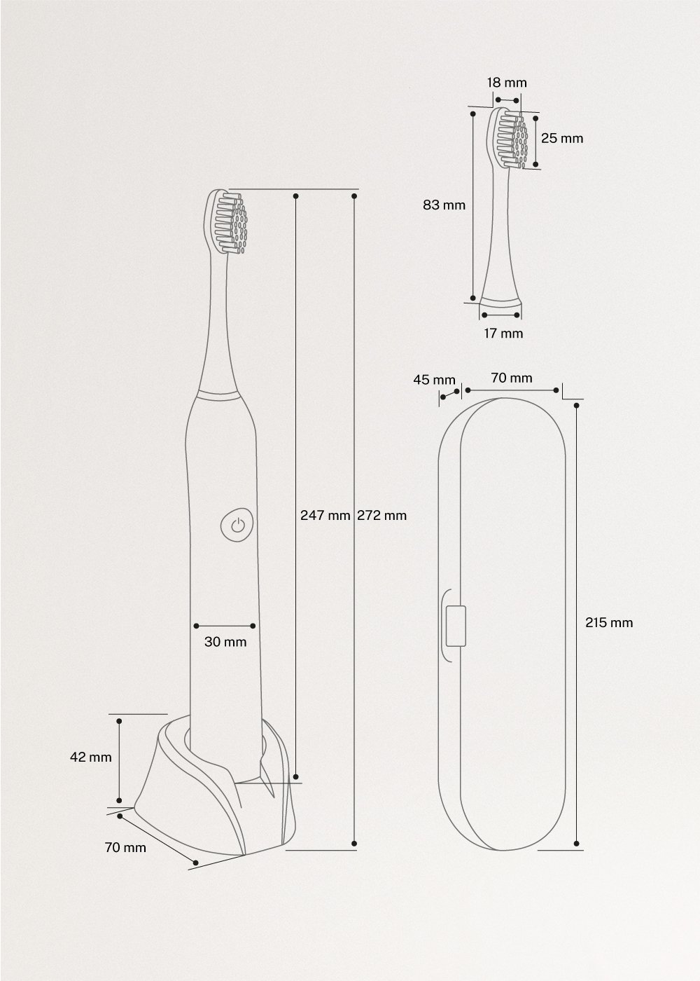 SONIC PEARL - Electric toothbrush, medidas foto vertical