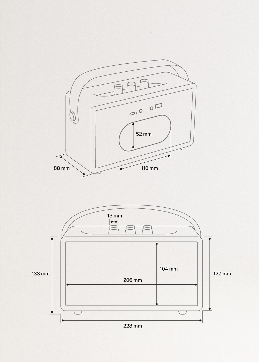SPEAKER RETRO - Portable speaker with Bluetooth, USB, and AUX , medidas foto vertical