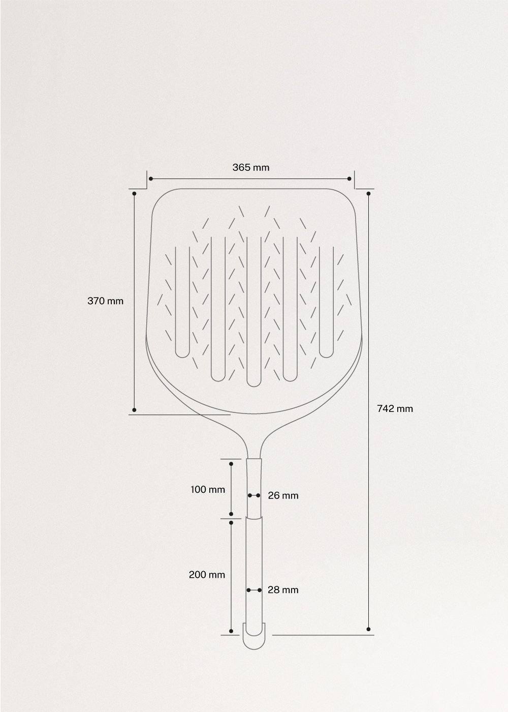 Pizza utensils, medidas foto vertical