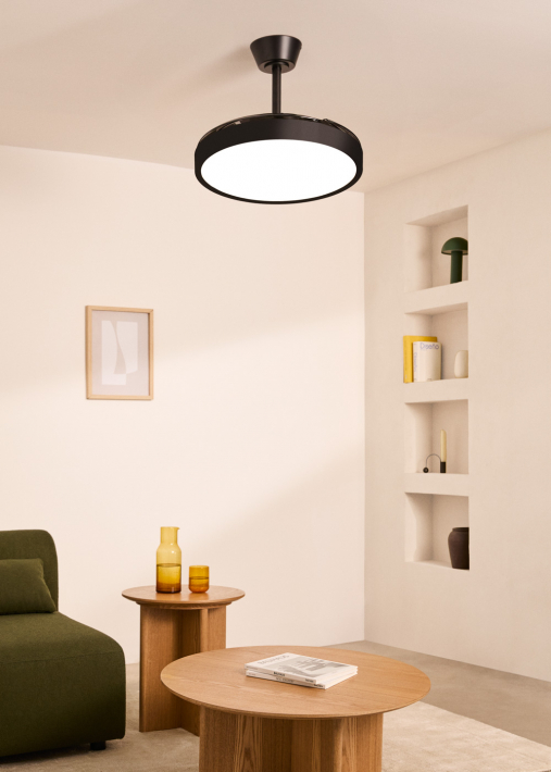 WIND CLEAR STUDIO - 40W ceiling fan, silent, with retractable blades and LED light, various sizes