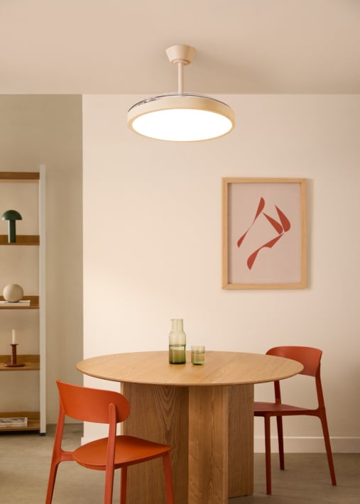 WIND CLEAR STUDIO - 40W ceiling fan, silent, with retractable blades and LED light, various sizes