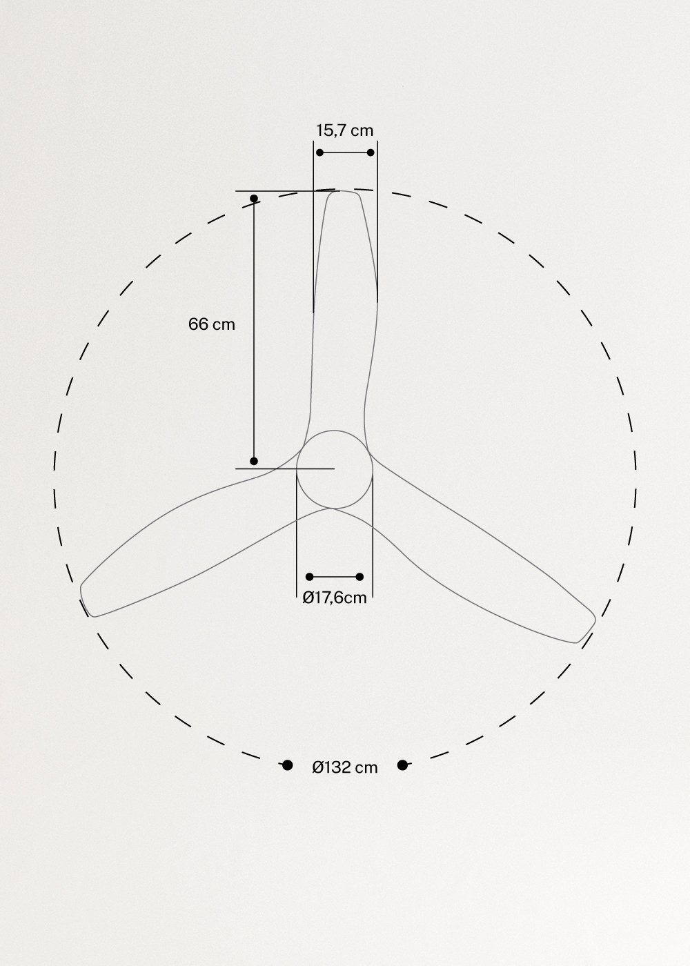 WIND BALANCE - Ceiling fan 40W silent Ø132 cm, medidas foto vertical